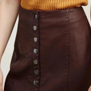 FREE PEOPLE NWOT OH SNAP BROWN VEGAN LEATHER SKIRT